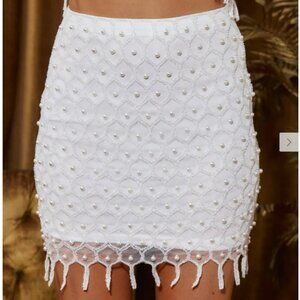 12th Tribe White Beaded Skirt